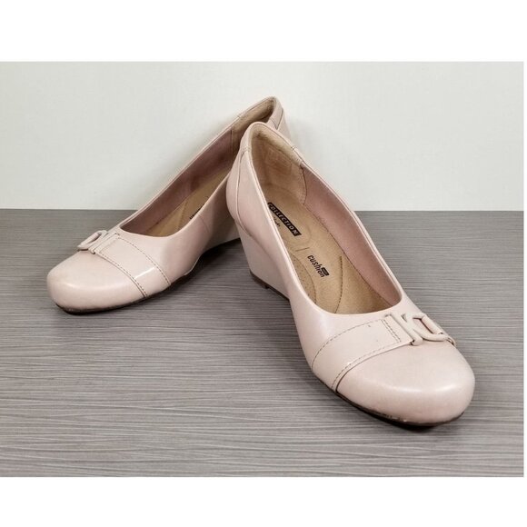 Clarks Flores Poppy Wedge Pump, Light Peach Leather, Womens Size 7.5 & 9 M - Picture 5 of 9